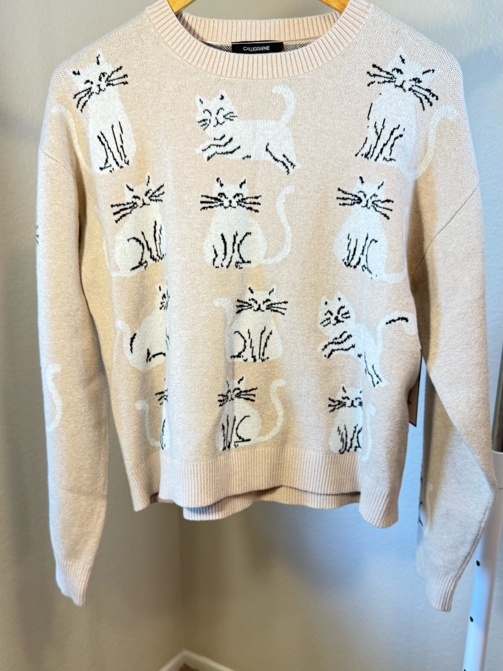 Anthropologie Calligraphie Beige Crewneck 
Cottagecore
